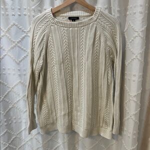 Lands' End Cream Cable Knit Sweater